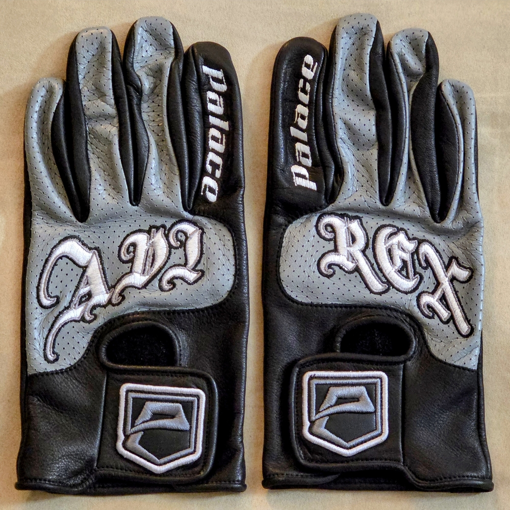 NEW Palace Avirex Leather Driving Gloves - BLACK/GREY L/XL